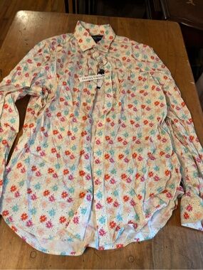 Paisley & Gray White Button-Down Shirt with Multi-Color Floral Print